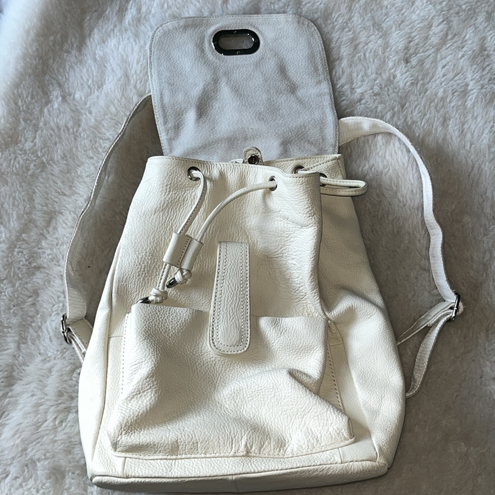 Ameri Leather Ivory Off White Pebbled Leather Dra… - image 2